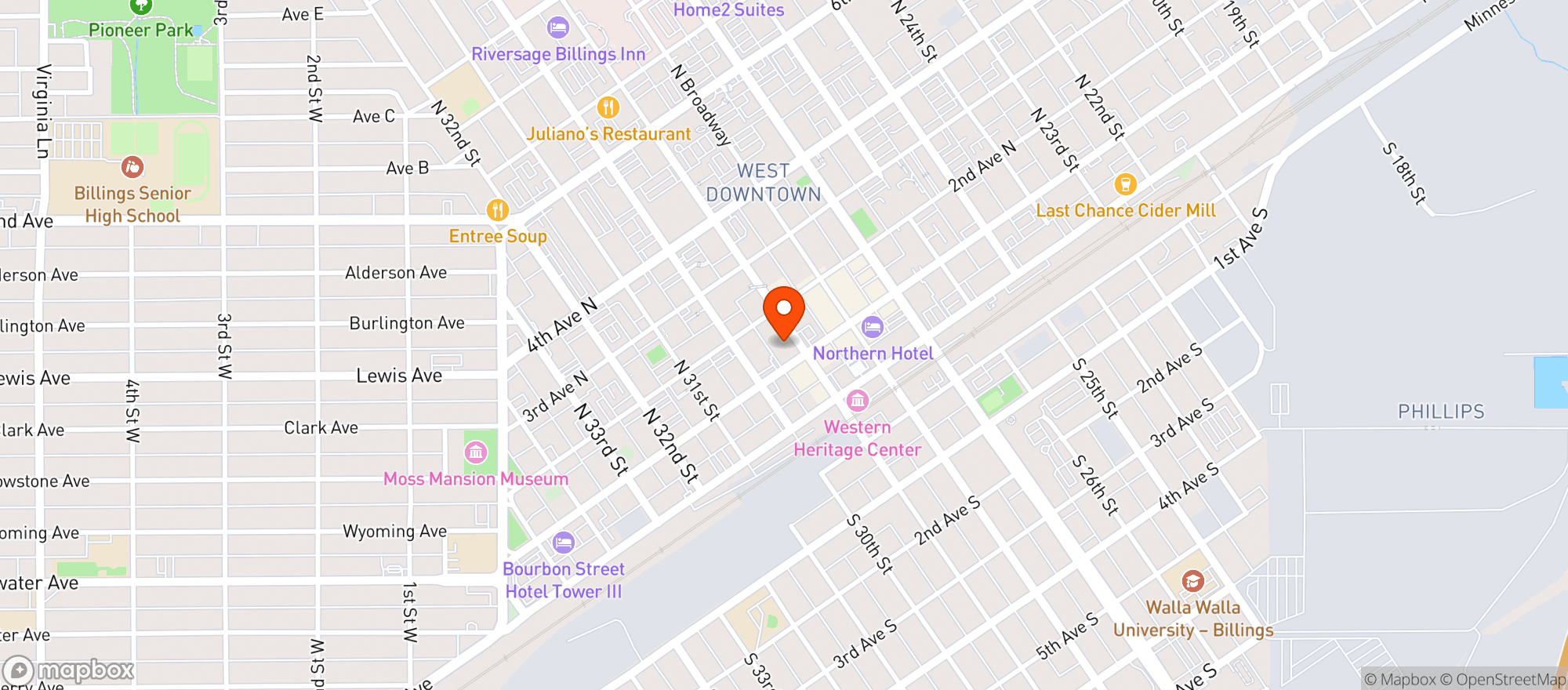 Map showing Zest Billings - Mt