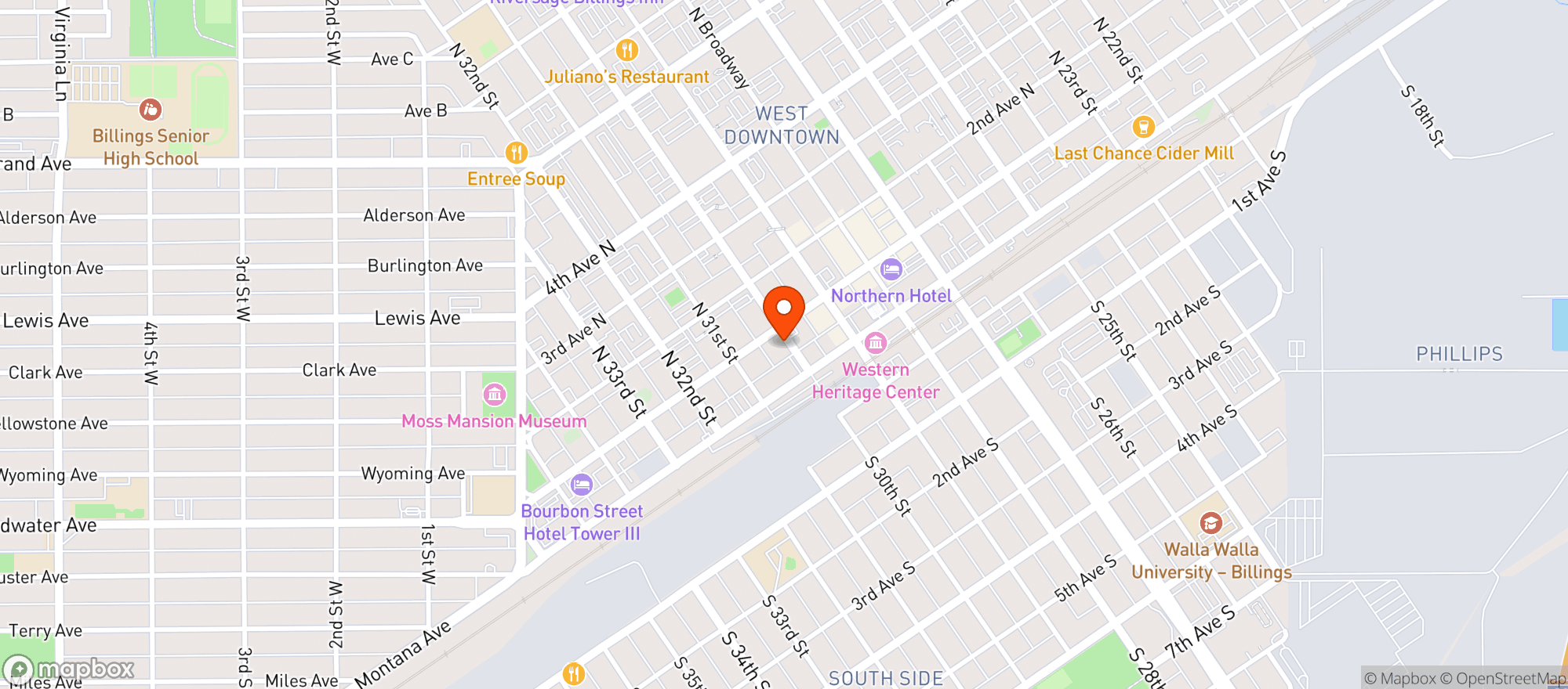 Map showing Angry Hanks Microbrewery