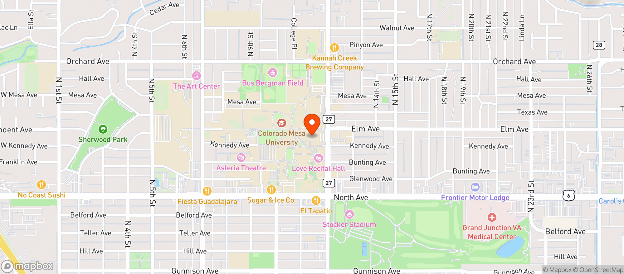 Map showing Colorado Mesa University