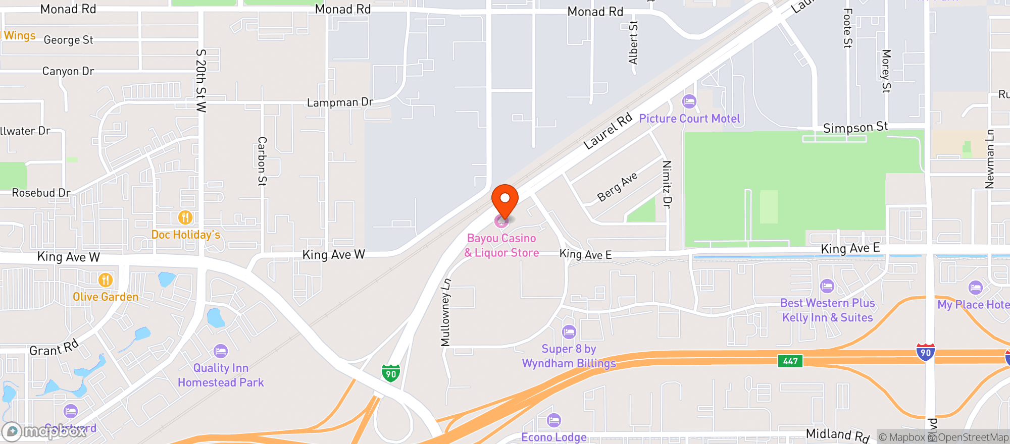 Map showing Bayou Casino & Lounge