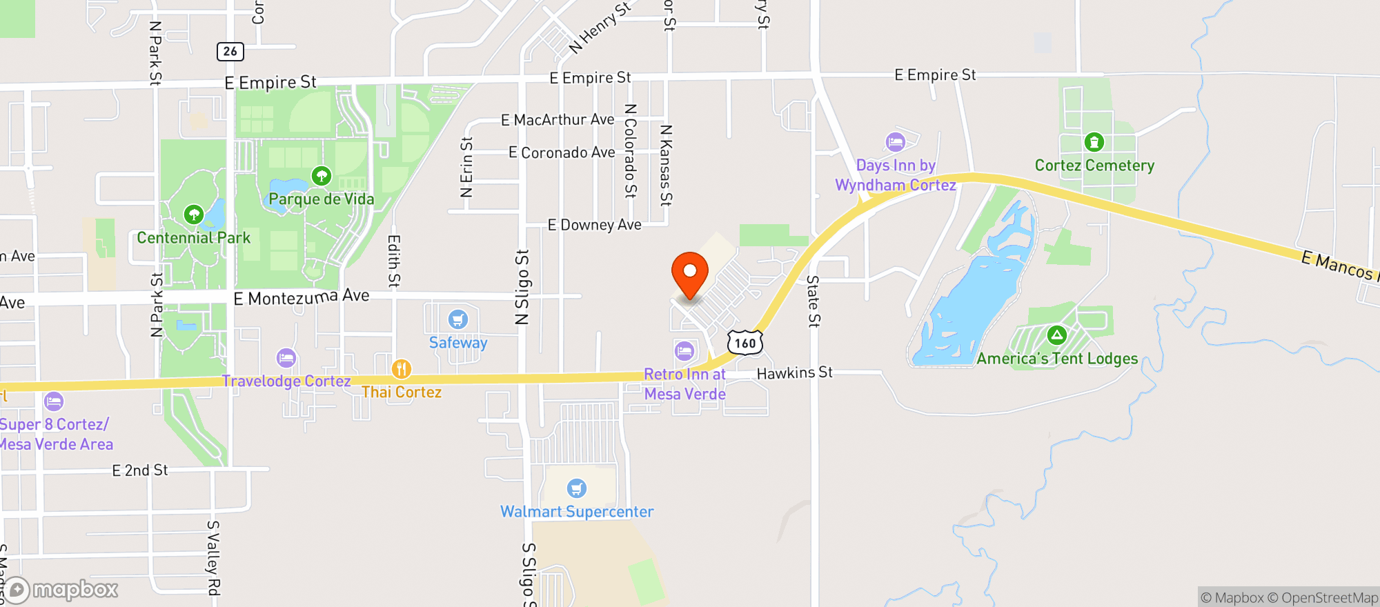 Map showing West Slope Liquors