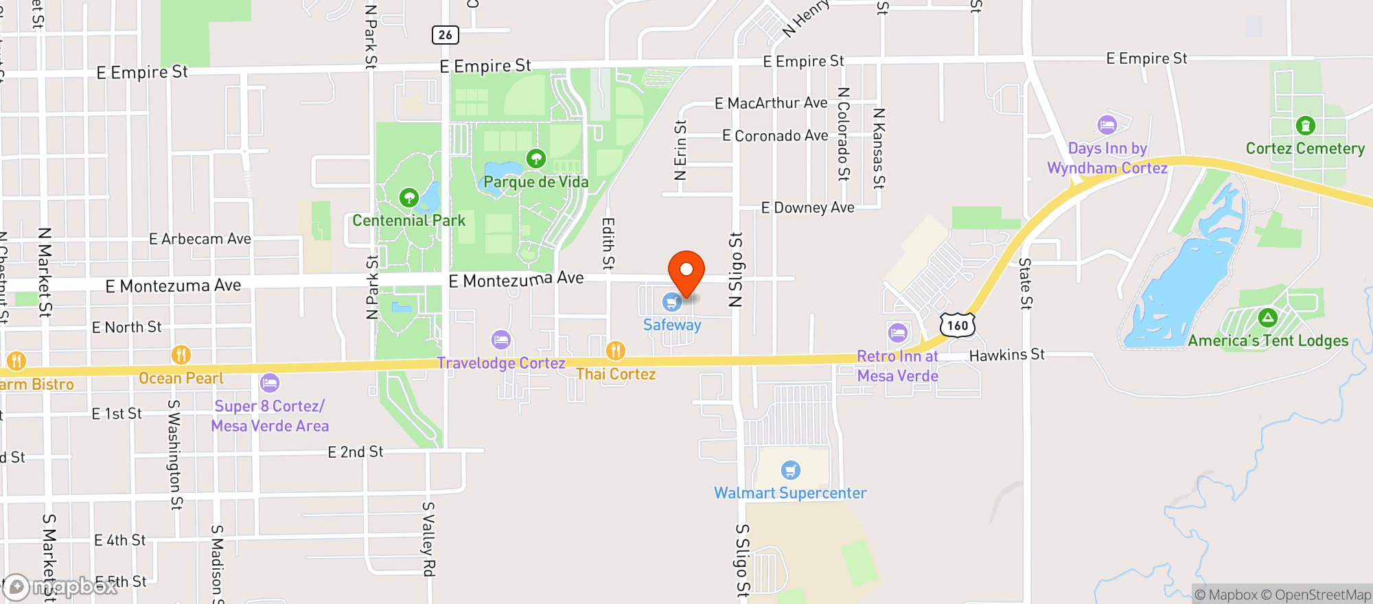 Map showing Safeway #1892 - Cortez