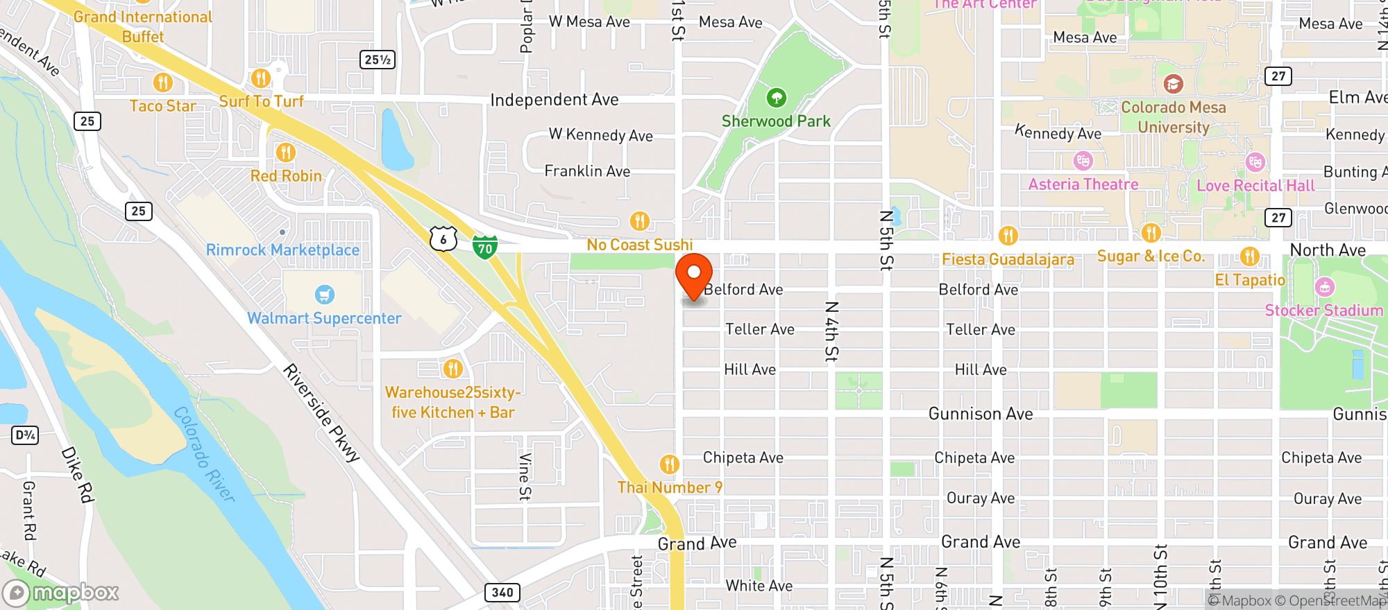 Map showing Andys Liquors