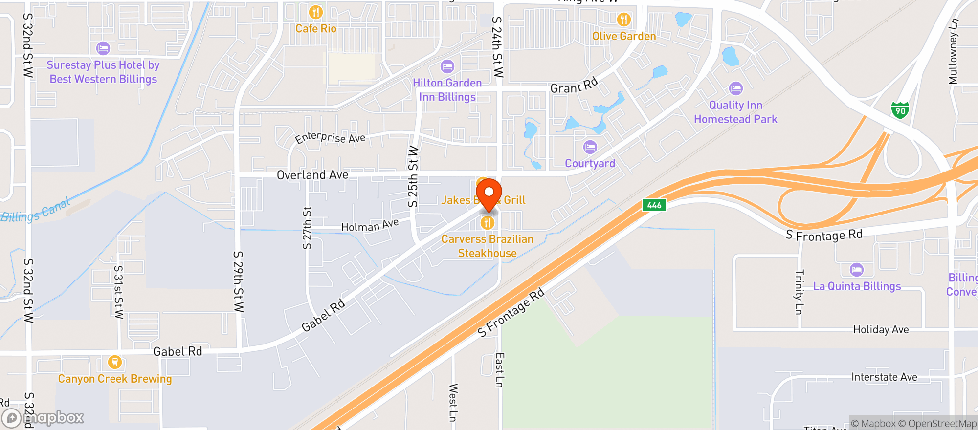 Map showing Carverss Brazilian Steakhouse