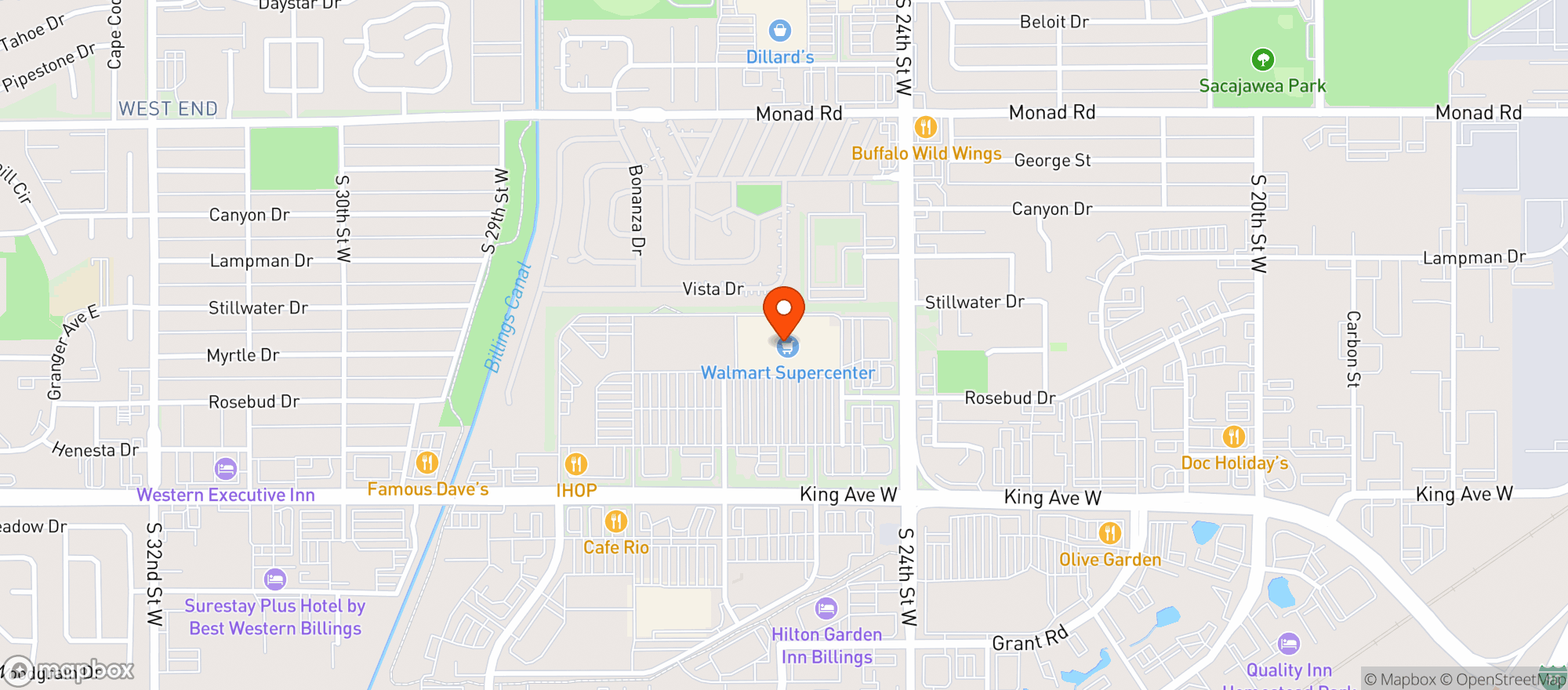 Map showing WALMART SUPERCENTER