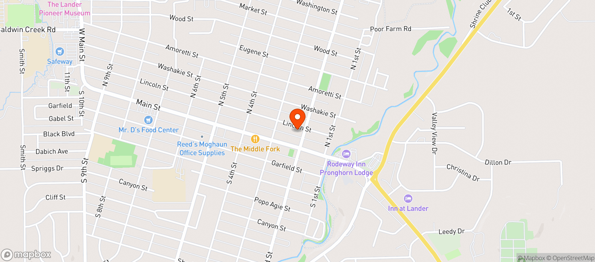 Map showing Lincoln Street Bakery