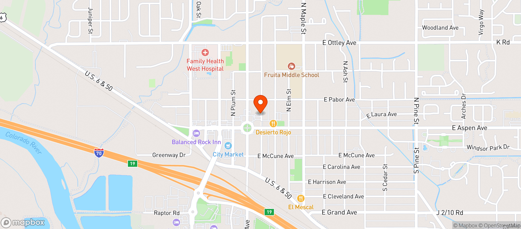 Map showing Fruita Liquor Mart