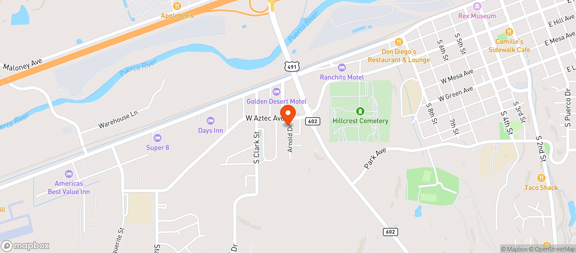 Map showing Allsups Convenience Store