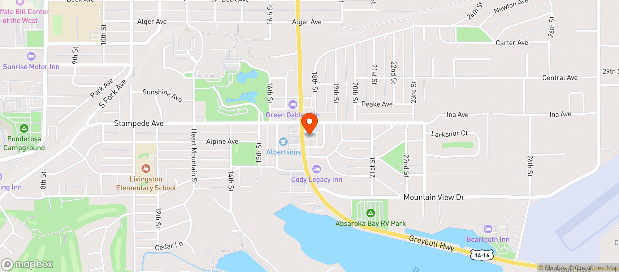Map showing Grape & Grain Market and Lounge