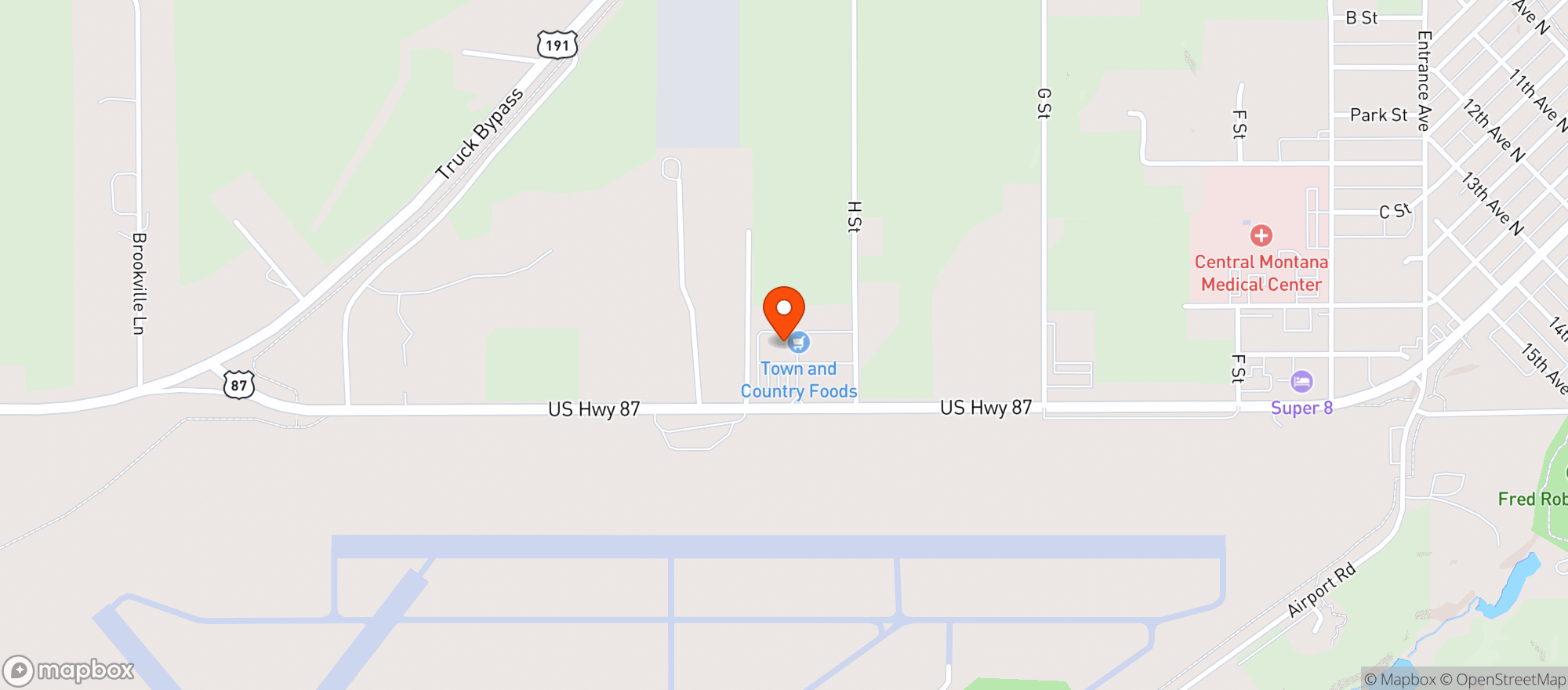 Map showing Town And Country Foods - Lewistown
