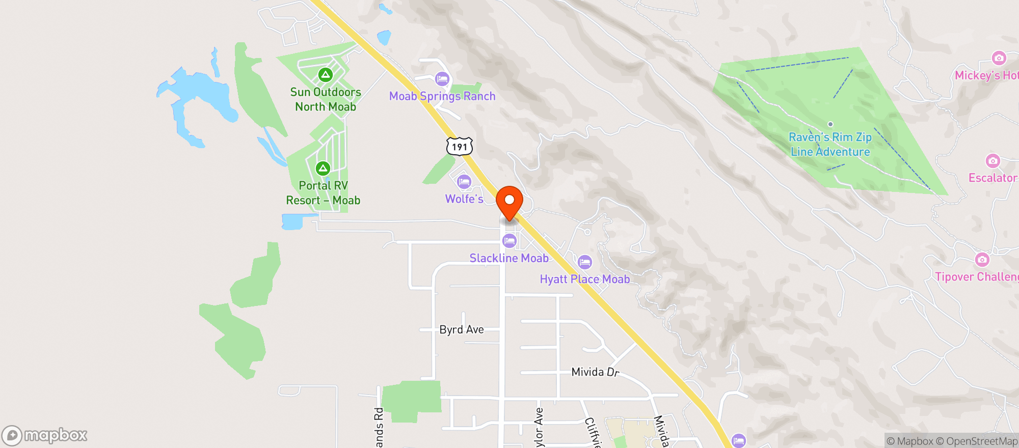 Map showing Moab Garage Co