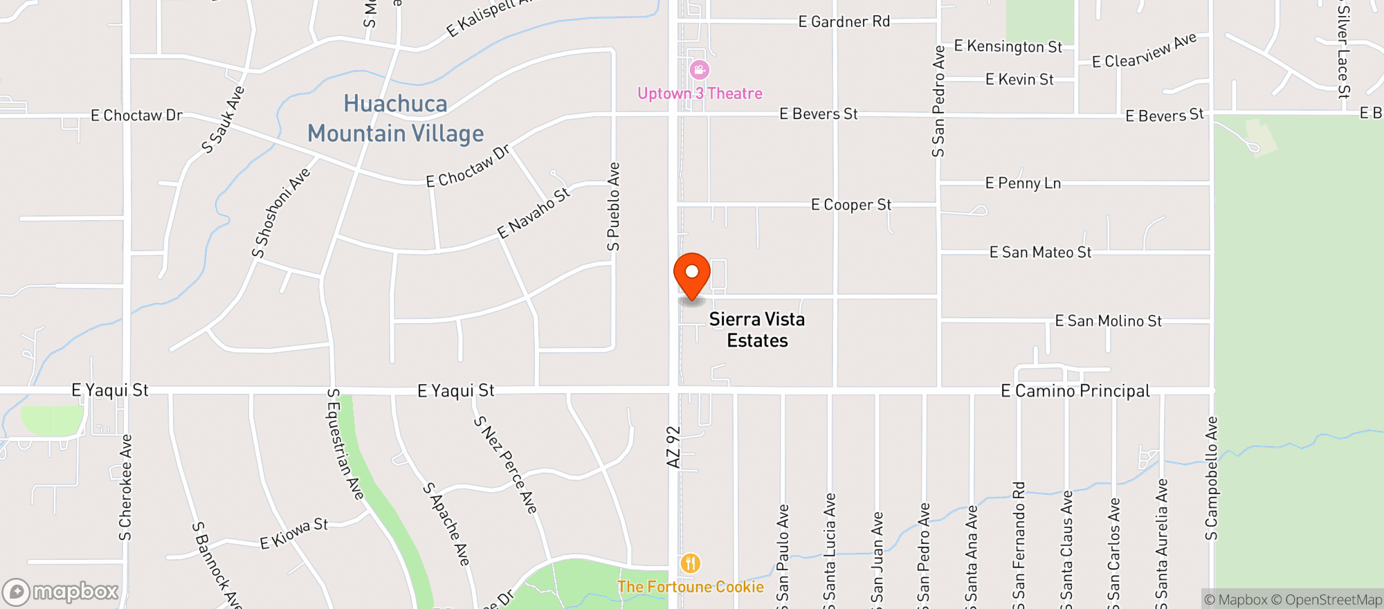 Map showing The Neighborhood Table - Sierra Vista