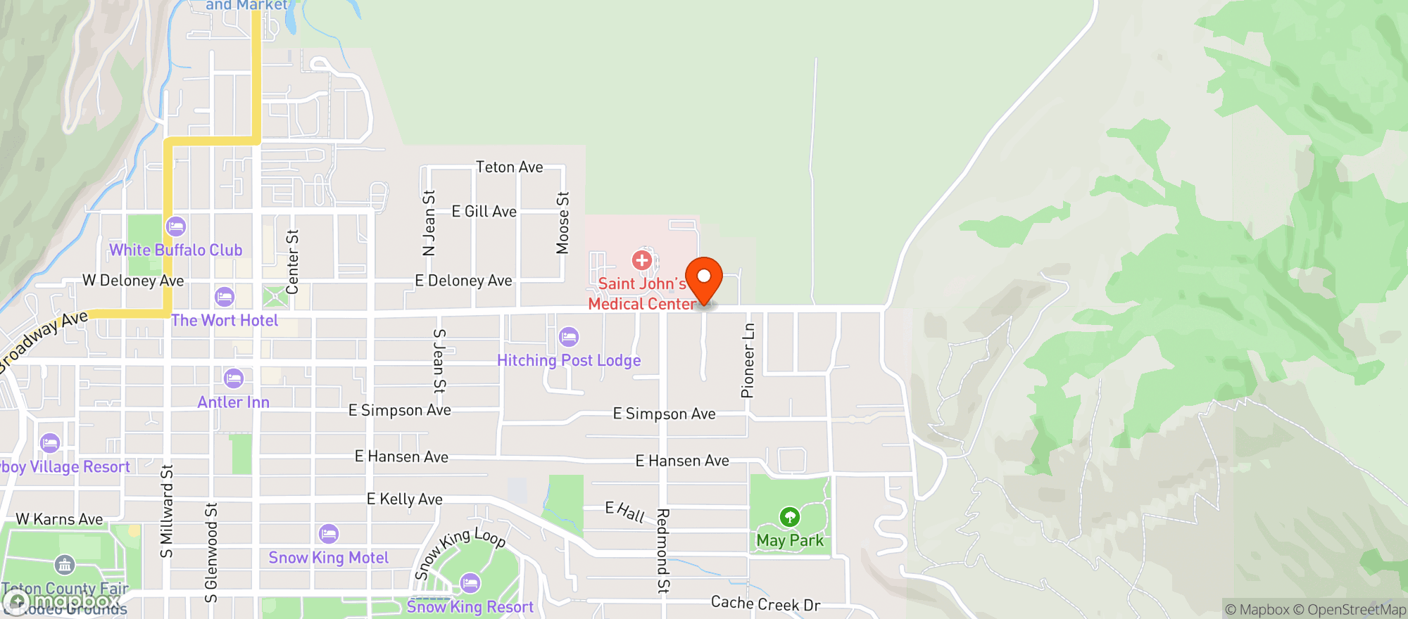 Map showing Mangy Moose Saloon