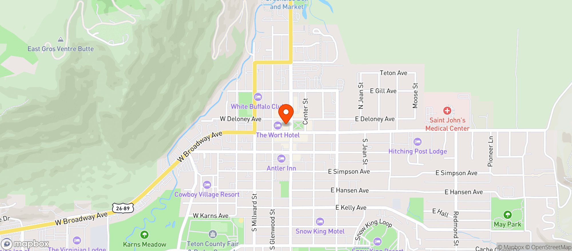 Map showing Million Dollar Cowboy Bar