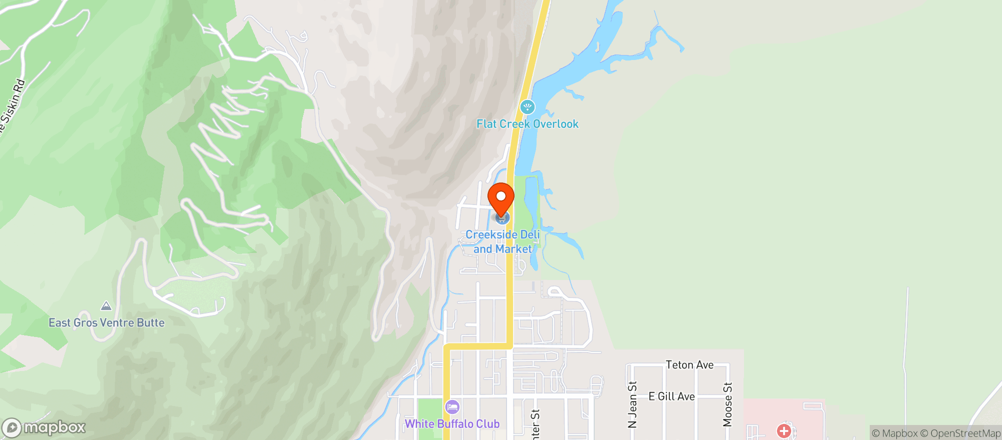 Map showing Creekside Meats Market & Deli