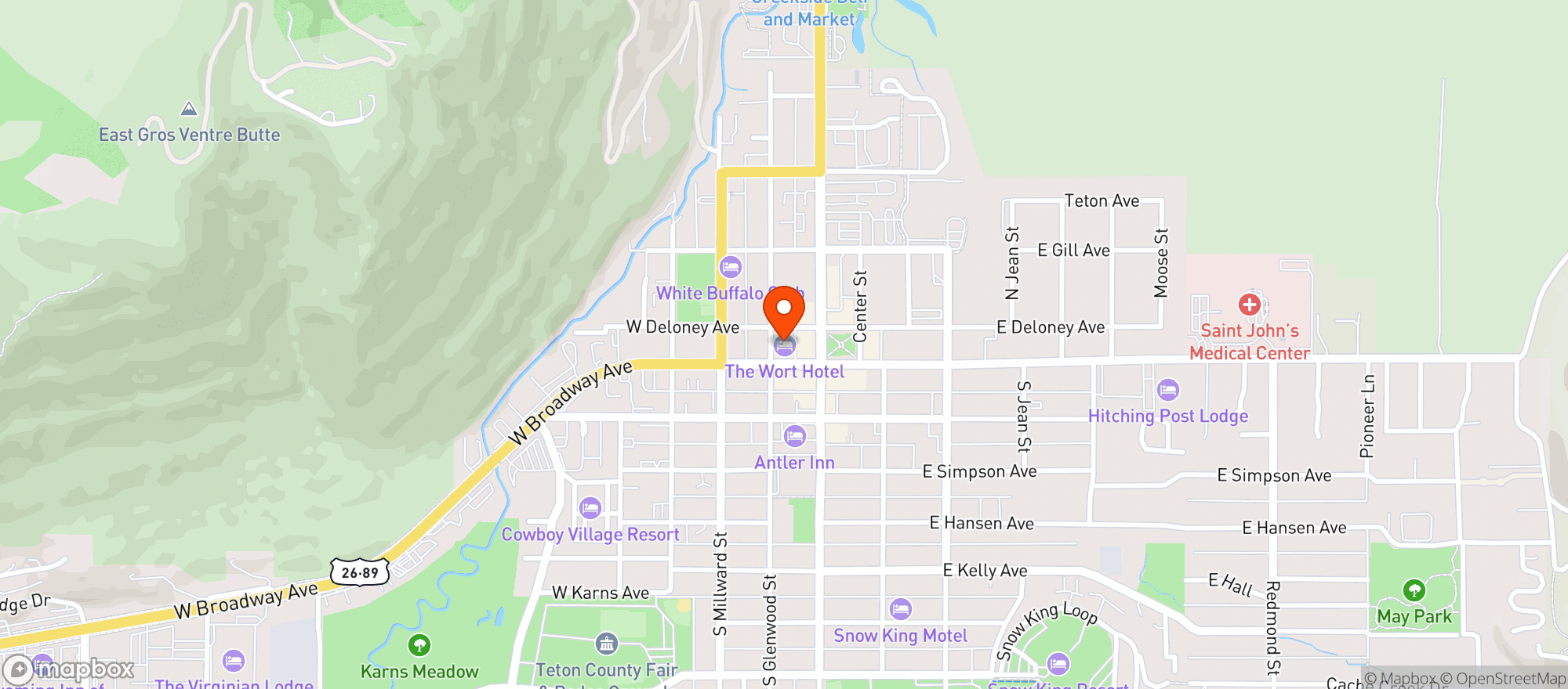 Map showing Wort Hotel