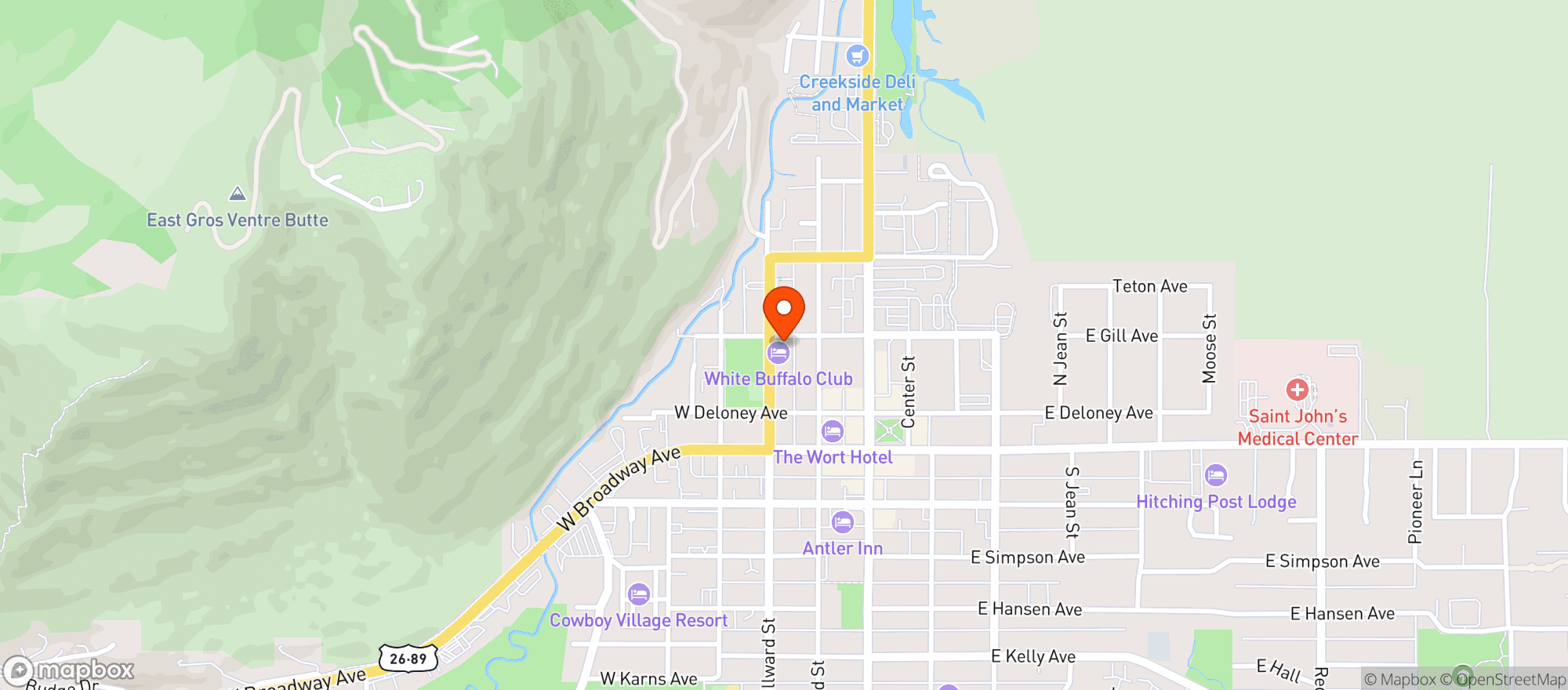 Map showing White Buffalo Club