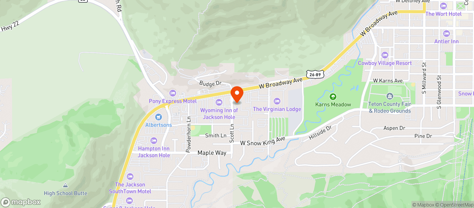 Map showing Lodge At Jackson Hole