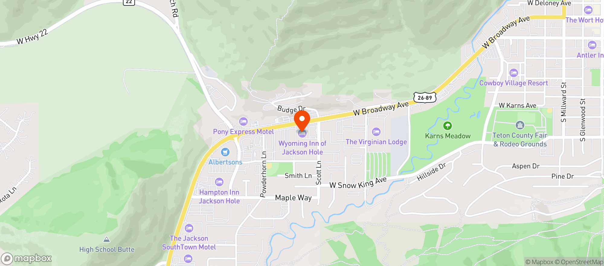 Map showing Wyoming Inn Of Jackson