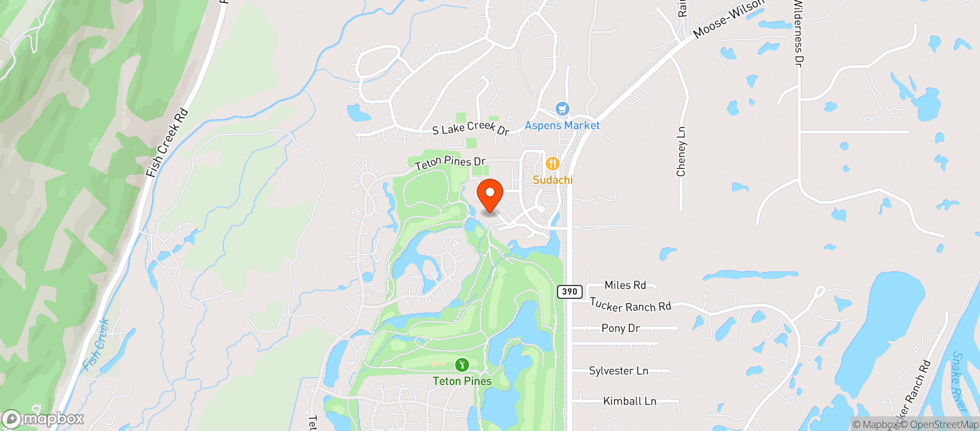 Map showing Teton Pines Country Club