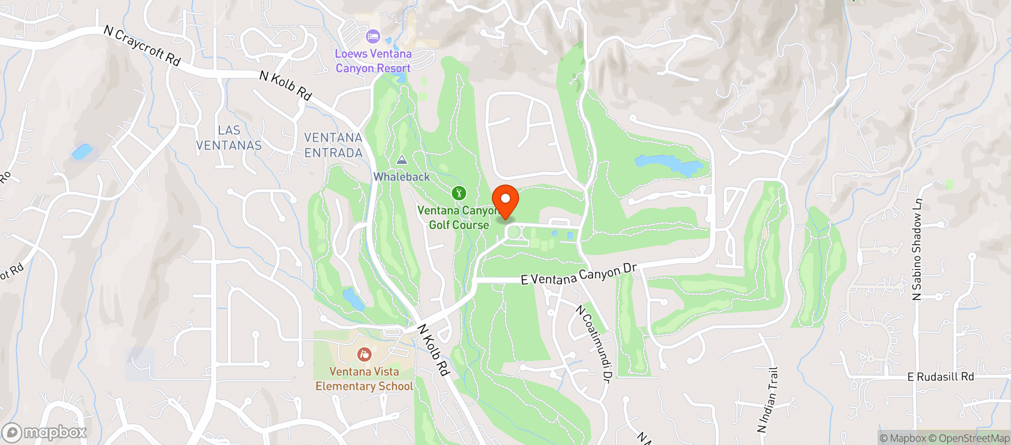 Map showing Ventana Canyon Golf Resort