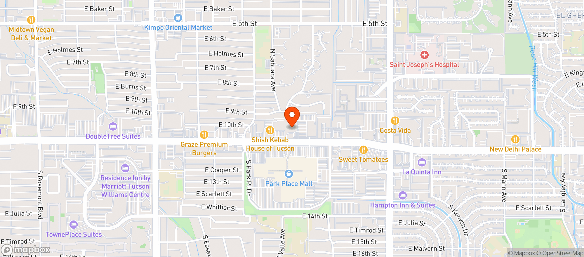 Map showing World Market Tucson East