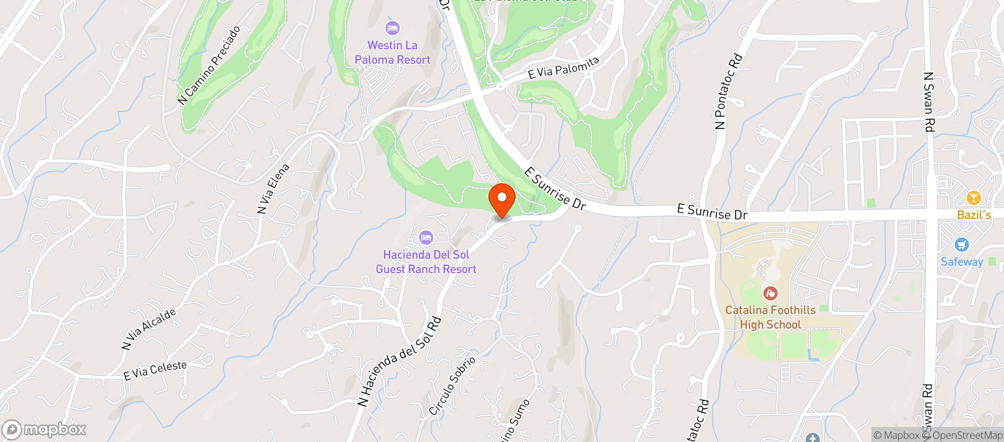 Map showing Hacienda Del Sol Guest Ranch Resort