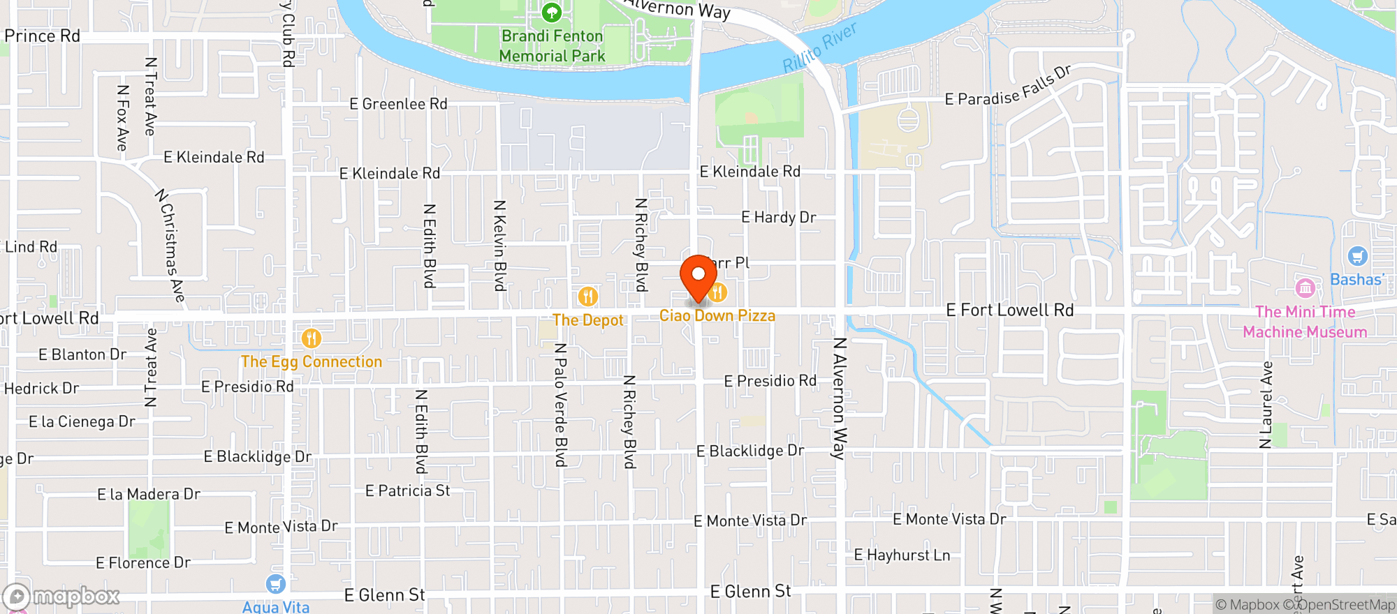 Map showing Tucson Hop Shop