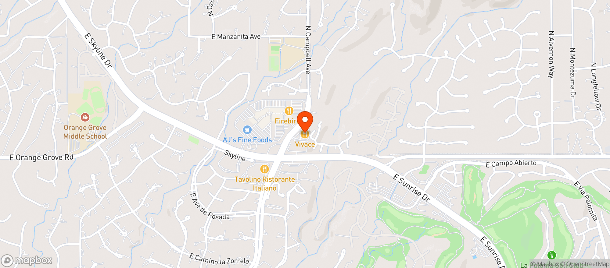 Map showing Vivace Restaurant