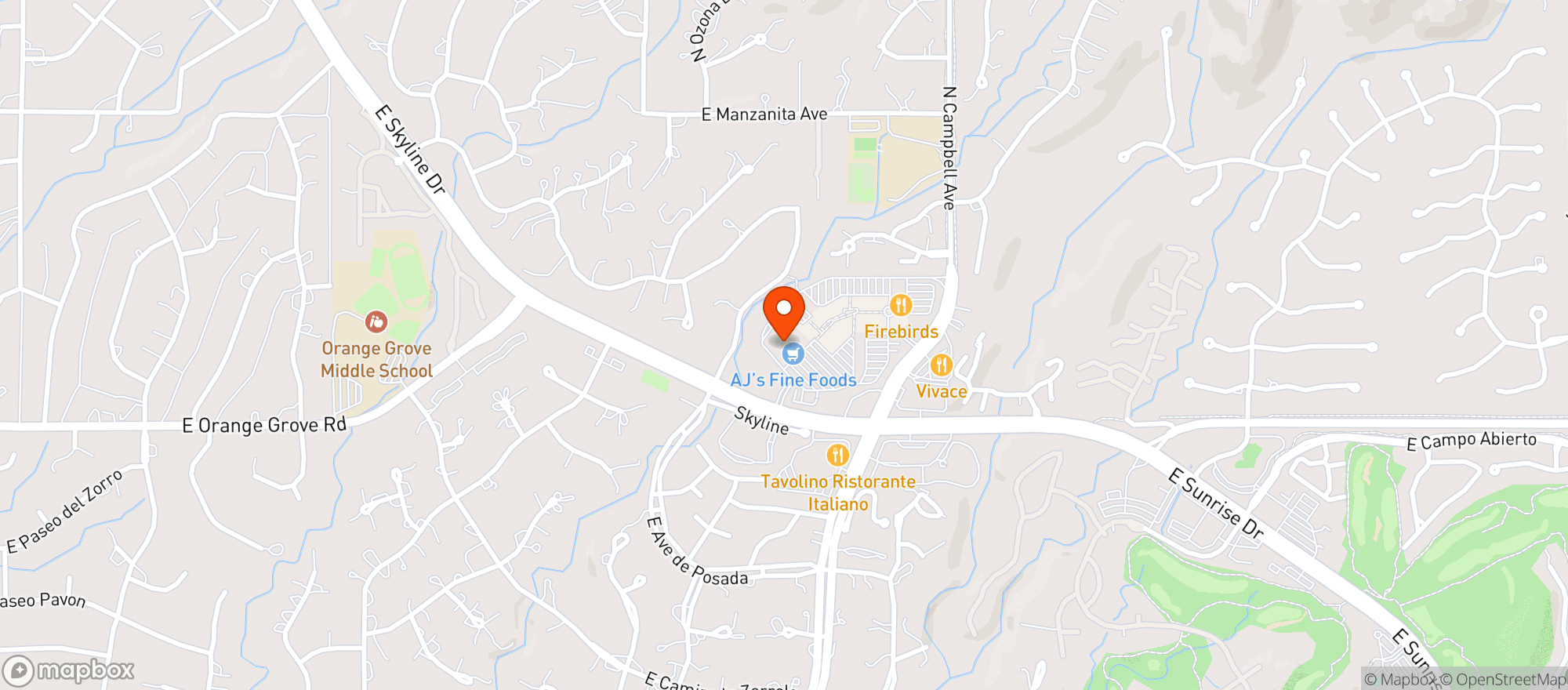 Map showing Ajs Fine Foods - 122 - Tuscon