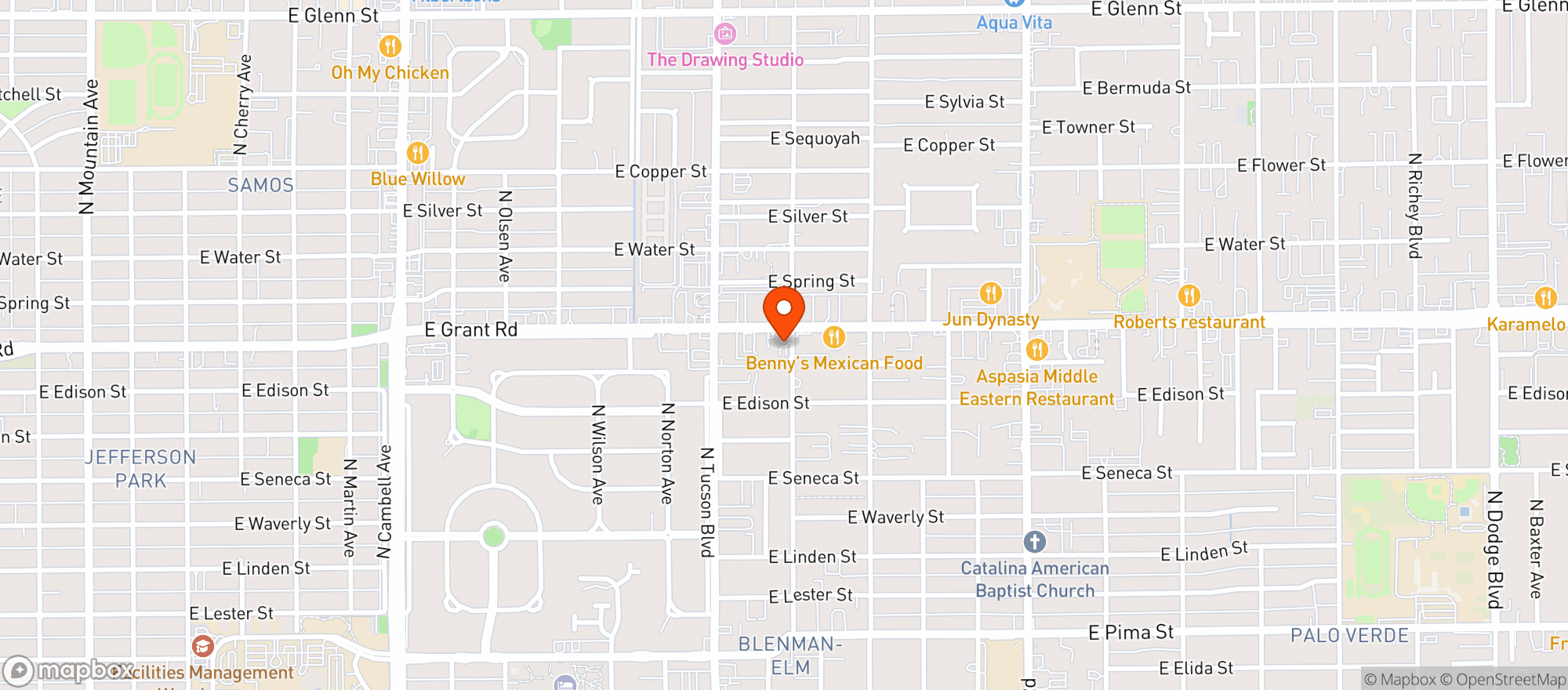 Map showing Kingfisher Bar & Grill