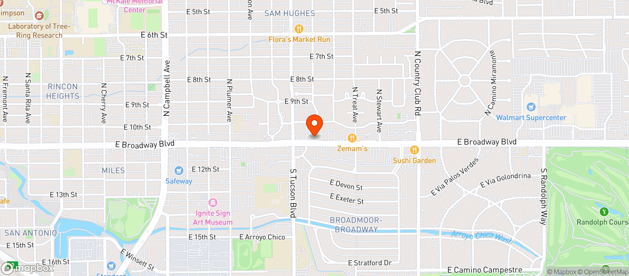 Map showing The Broadway Beer & Wine Bar