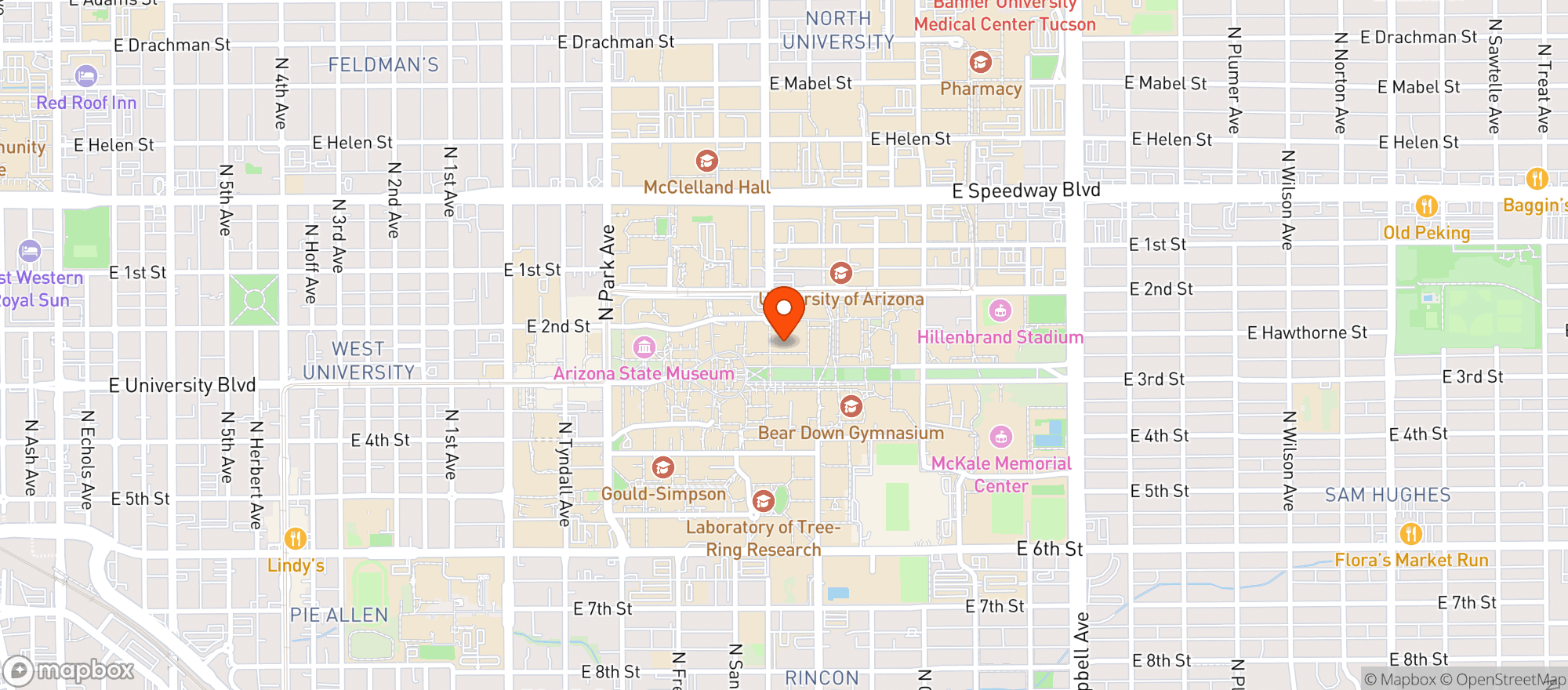 Map showing U Of A Student Union Mem Ctr