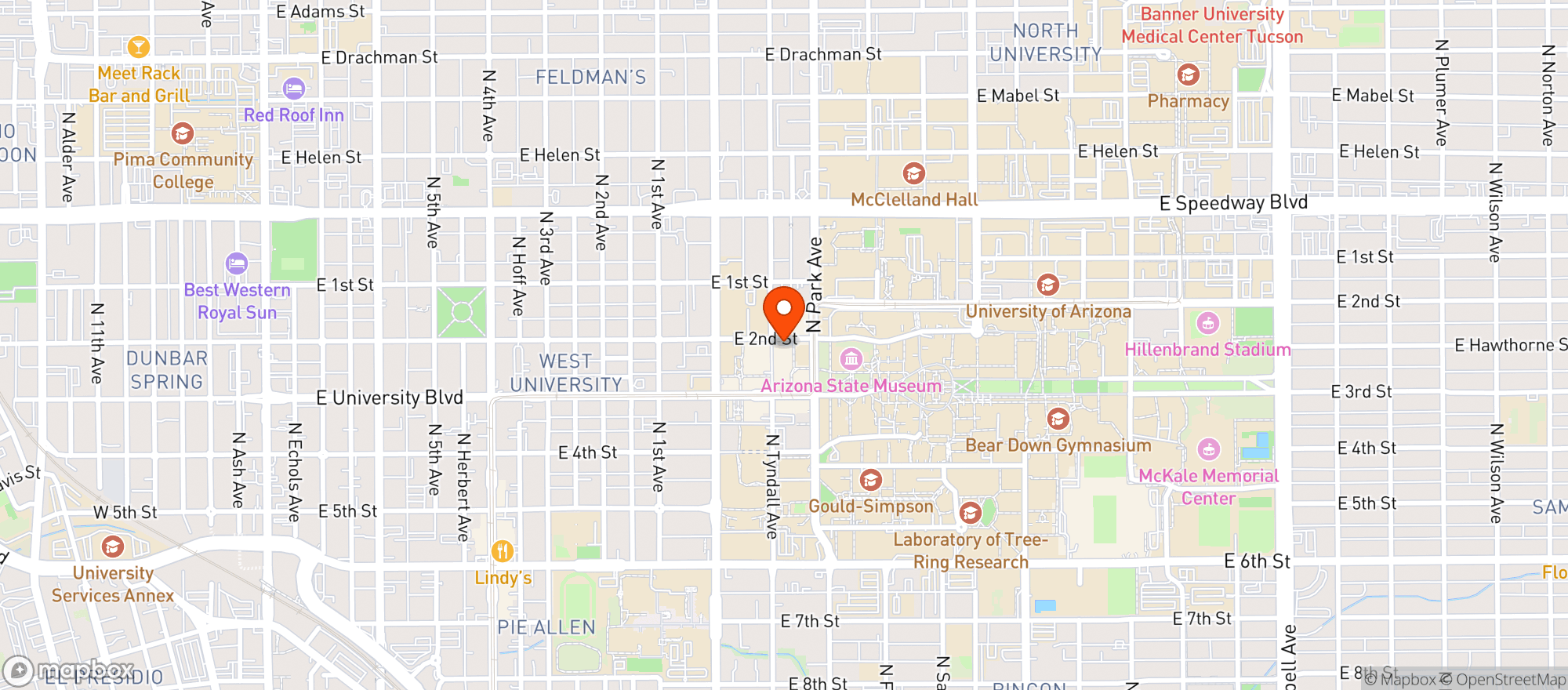 Map showing Graduate Hotel