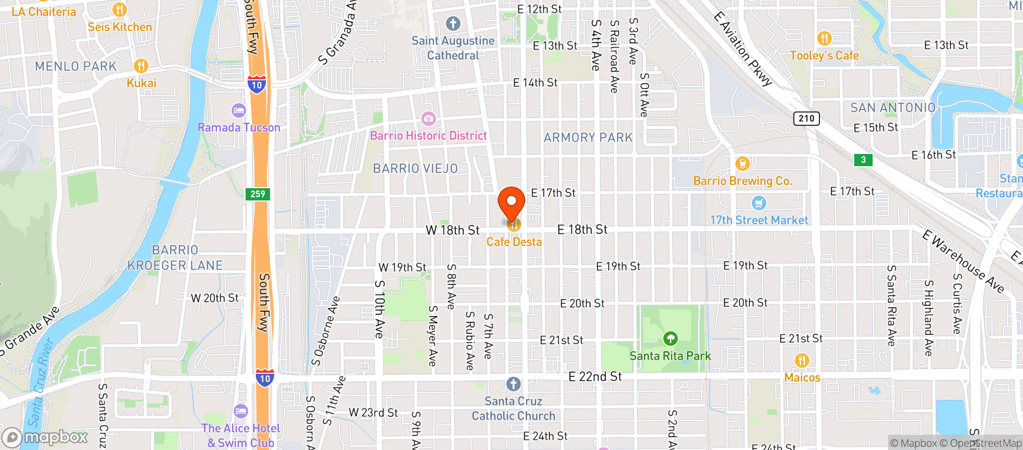 Map showing Five Points Market and Restaurant