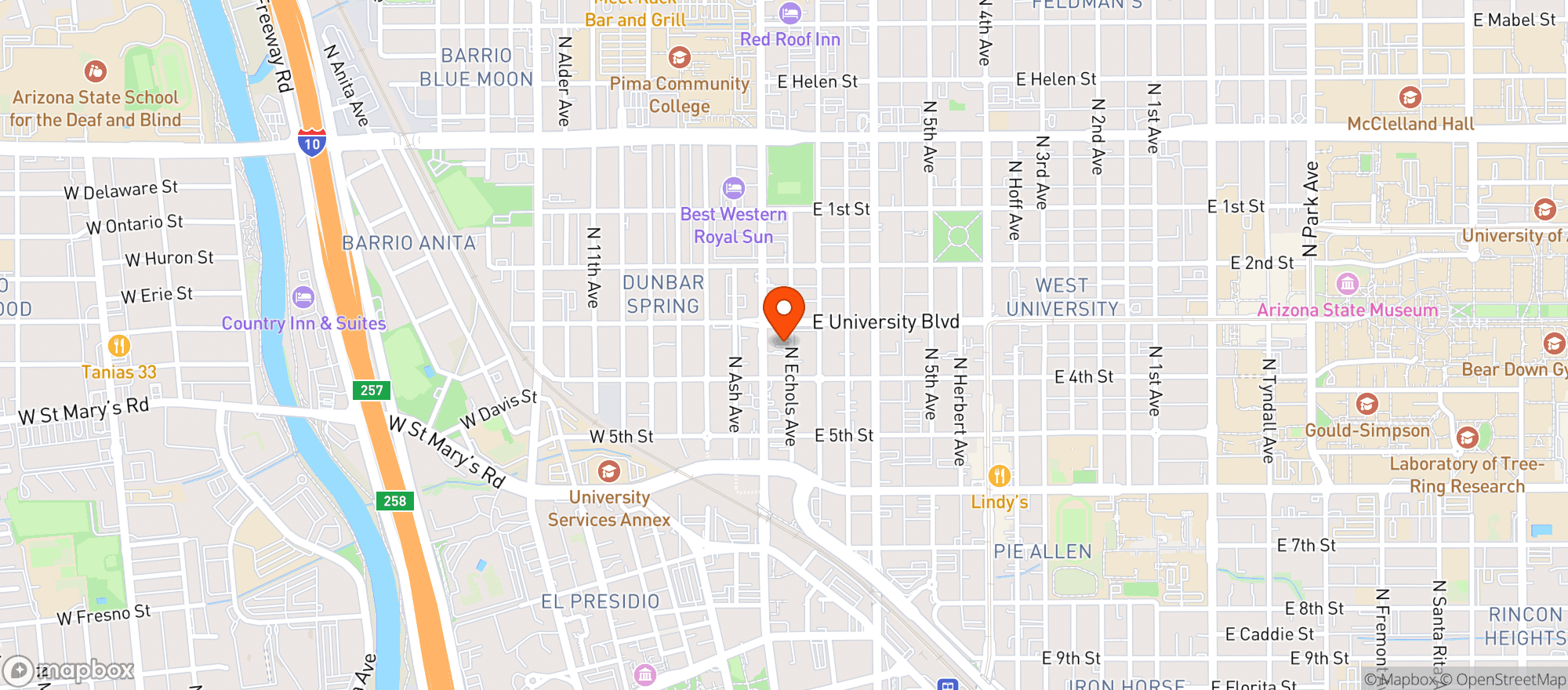 Map showing La Indita