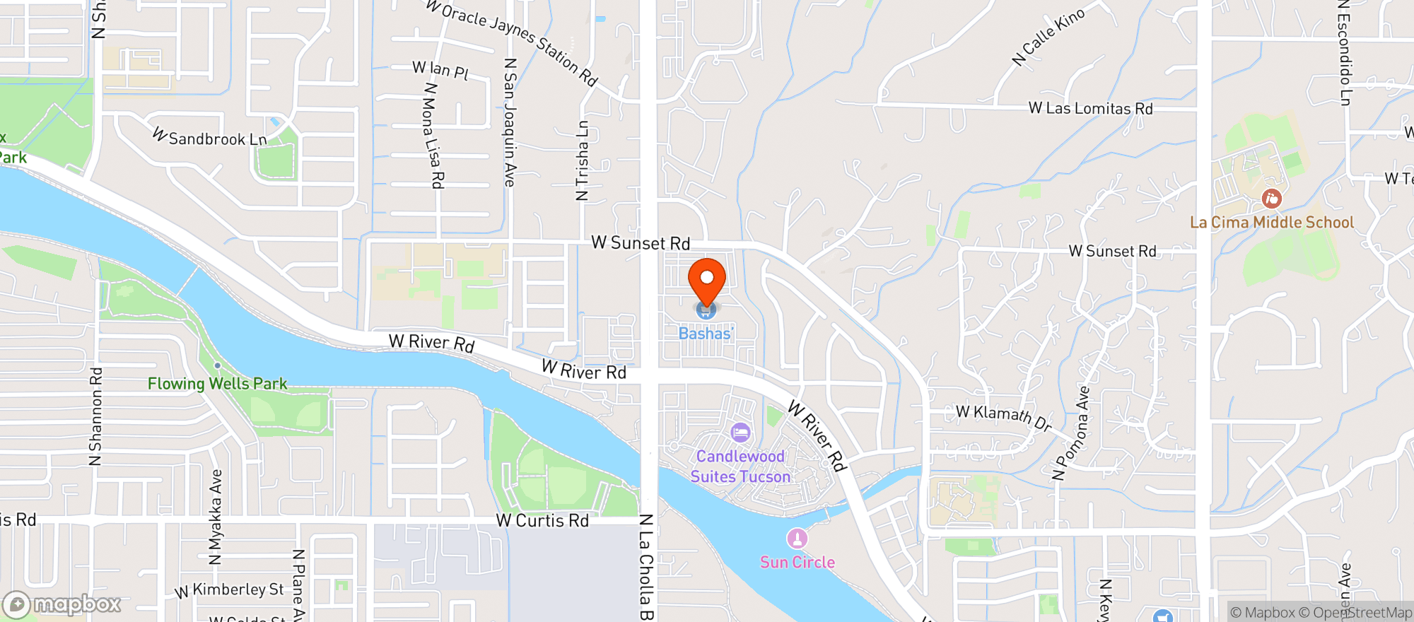 Map showing Bashas' (Tucson (West River Road))