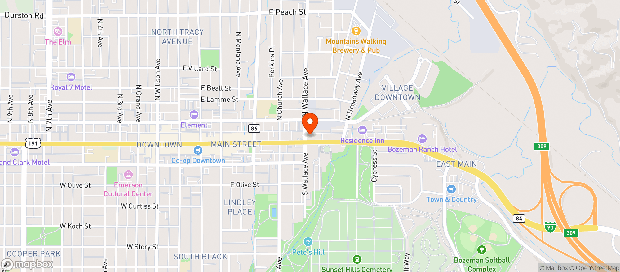 Map showing Montana Ale Works