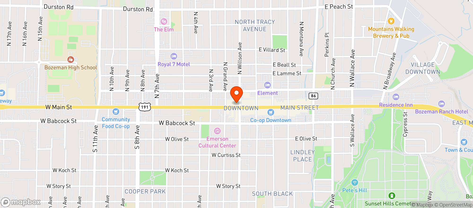 Map showing Bacchus Pub