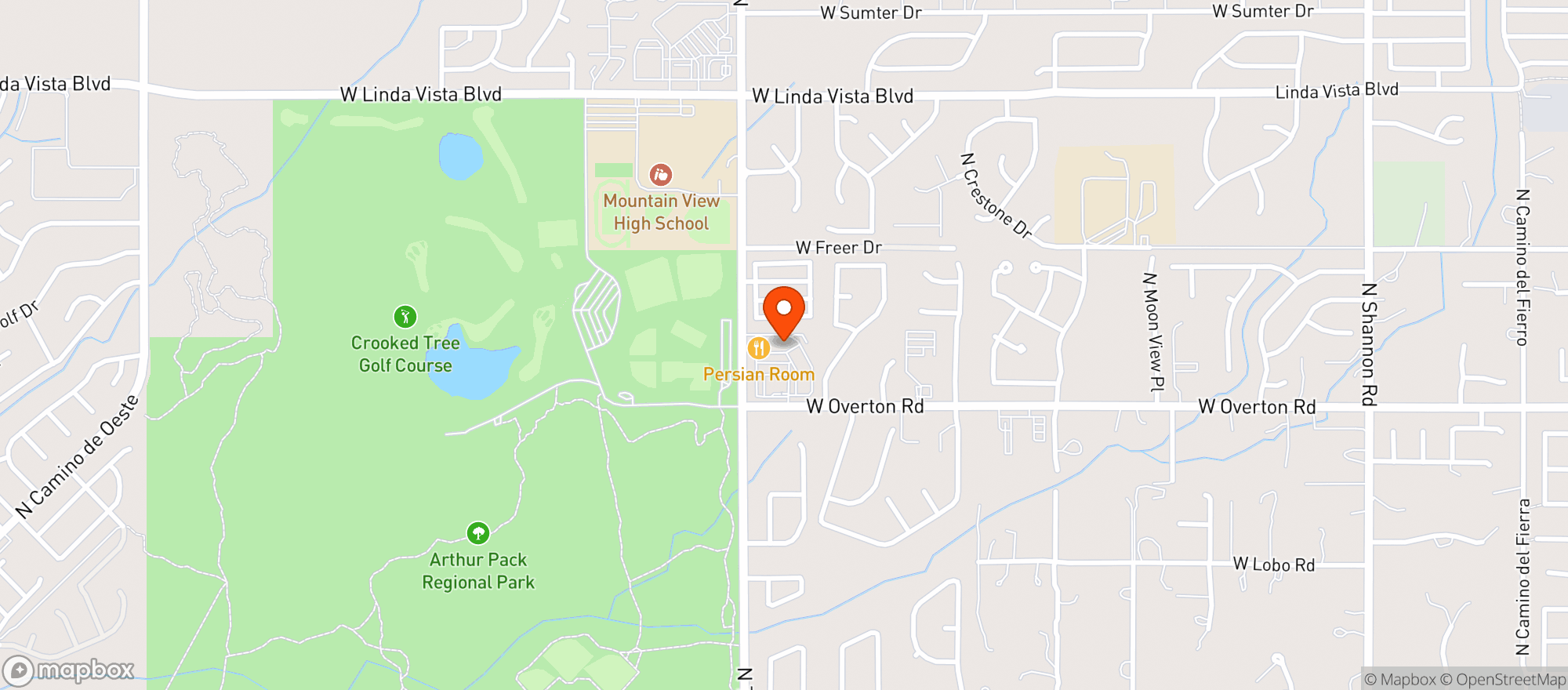 Map showing Oasis Golf Club And Lounge