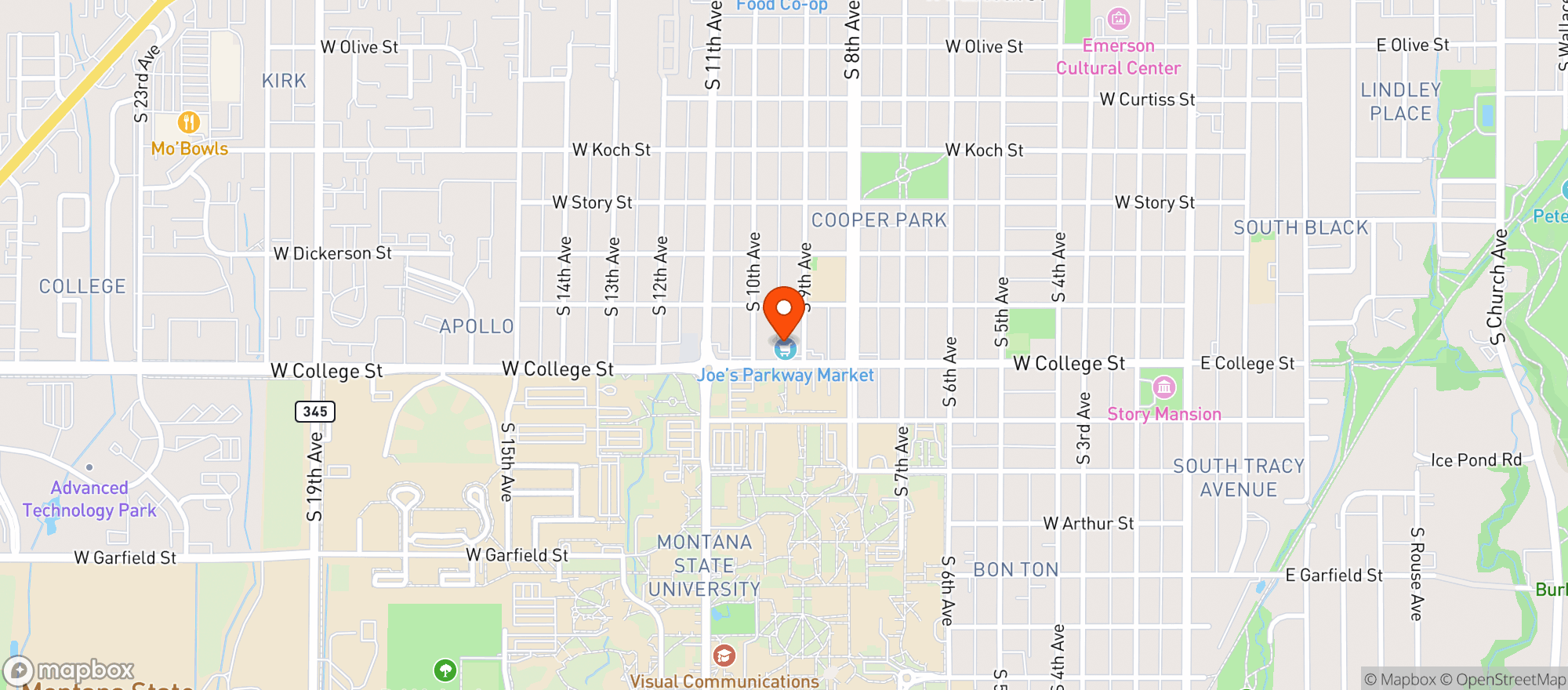 Map showing Joe's Parkway