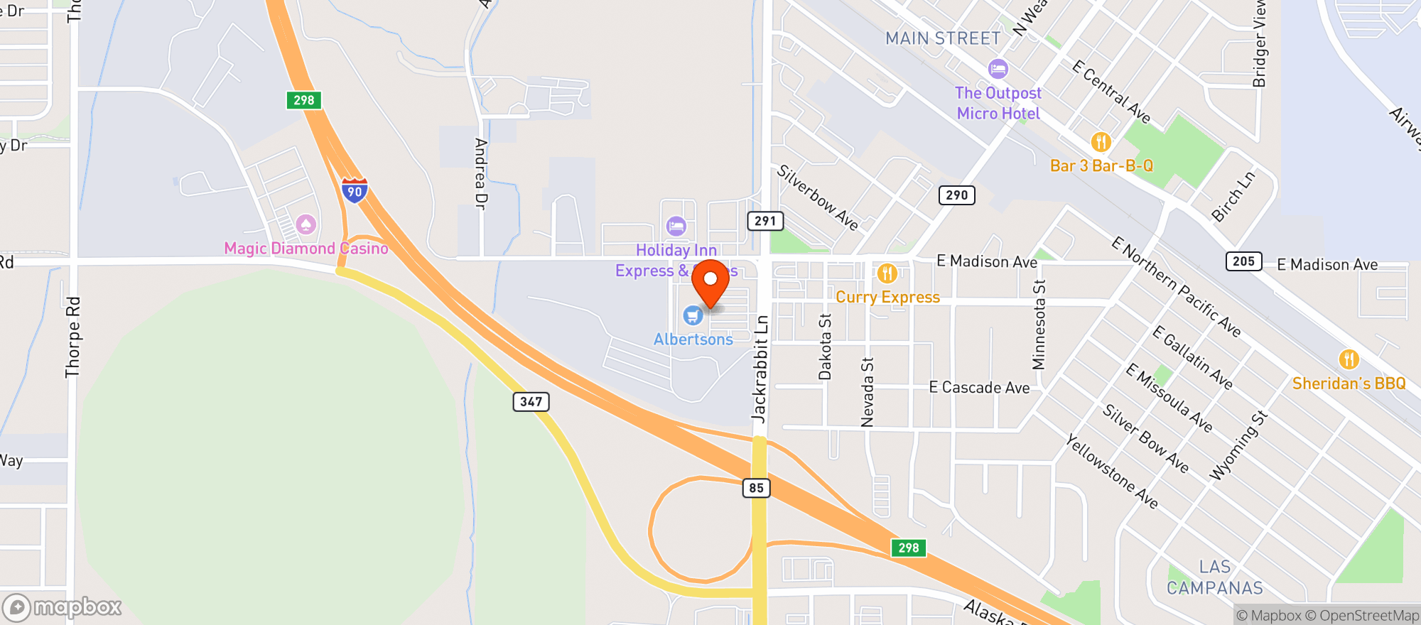 Map showing Montana State Liquor Store