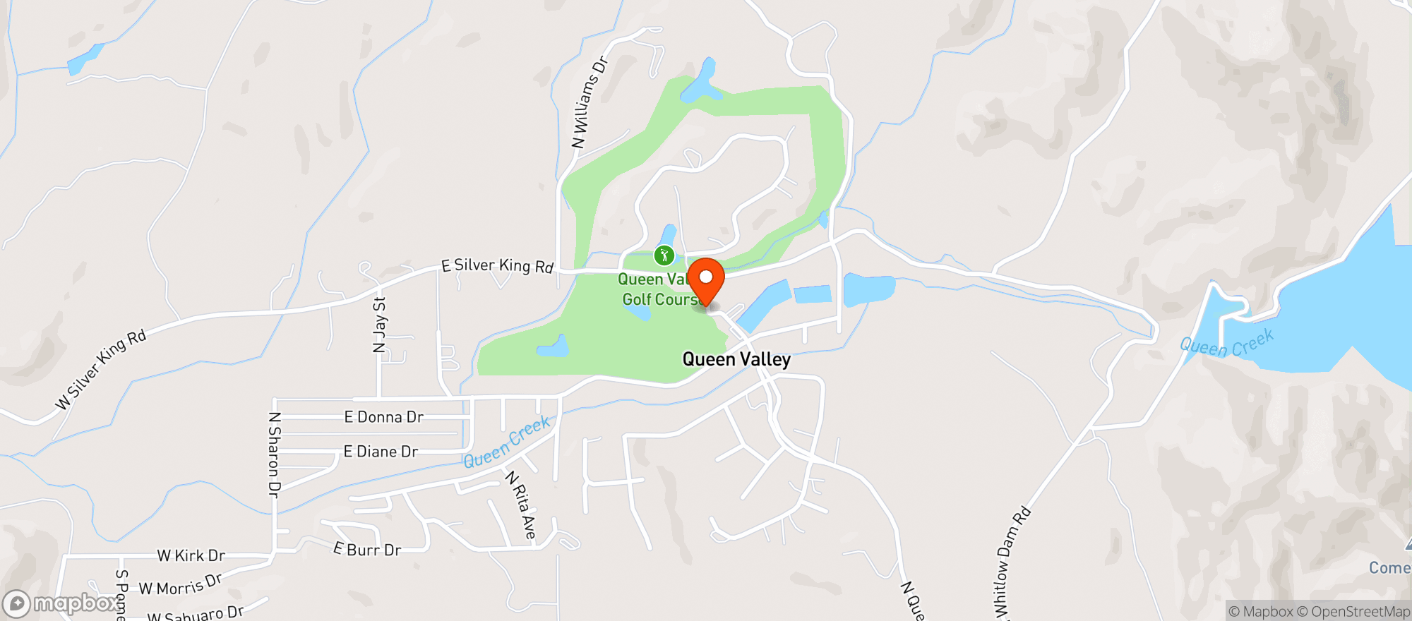 Map showing Queen Valley Country Club