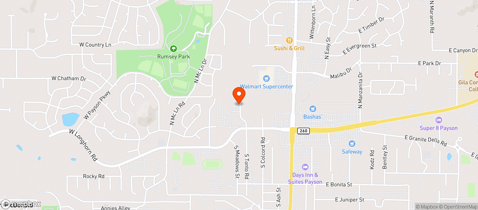 Map showing Jars Cannabis - Payson