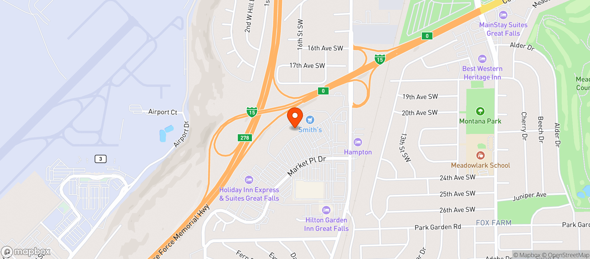Map showing Smiths Food & Drug (706) - 00166 - Great Falls Marketplace