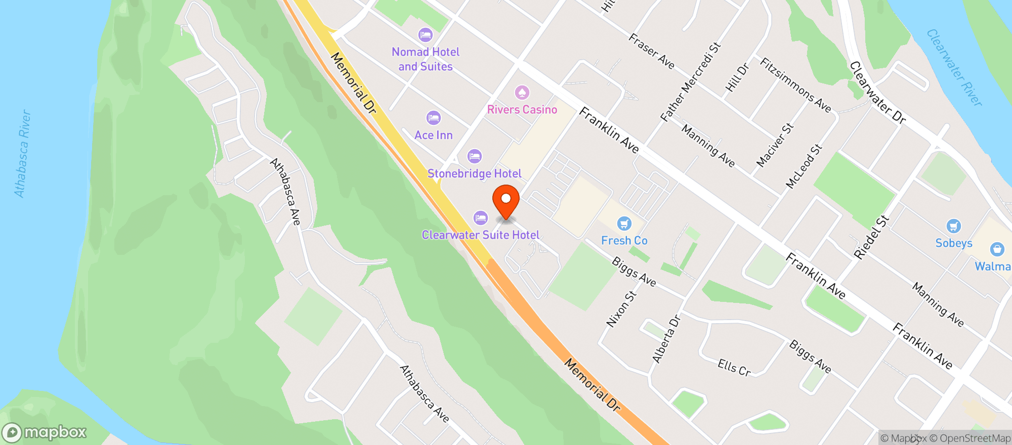 Map showing Real Canadian Superstore