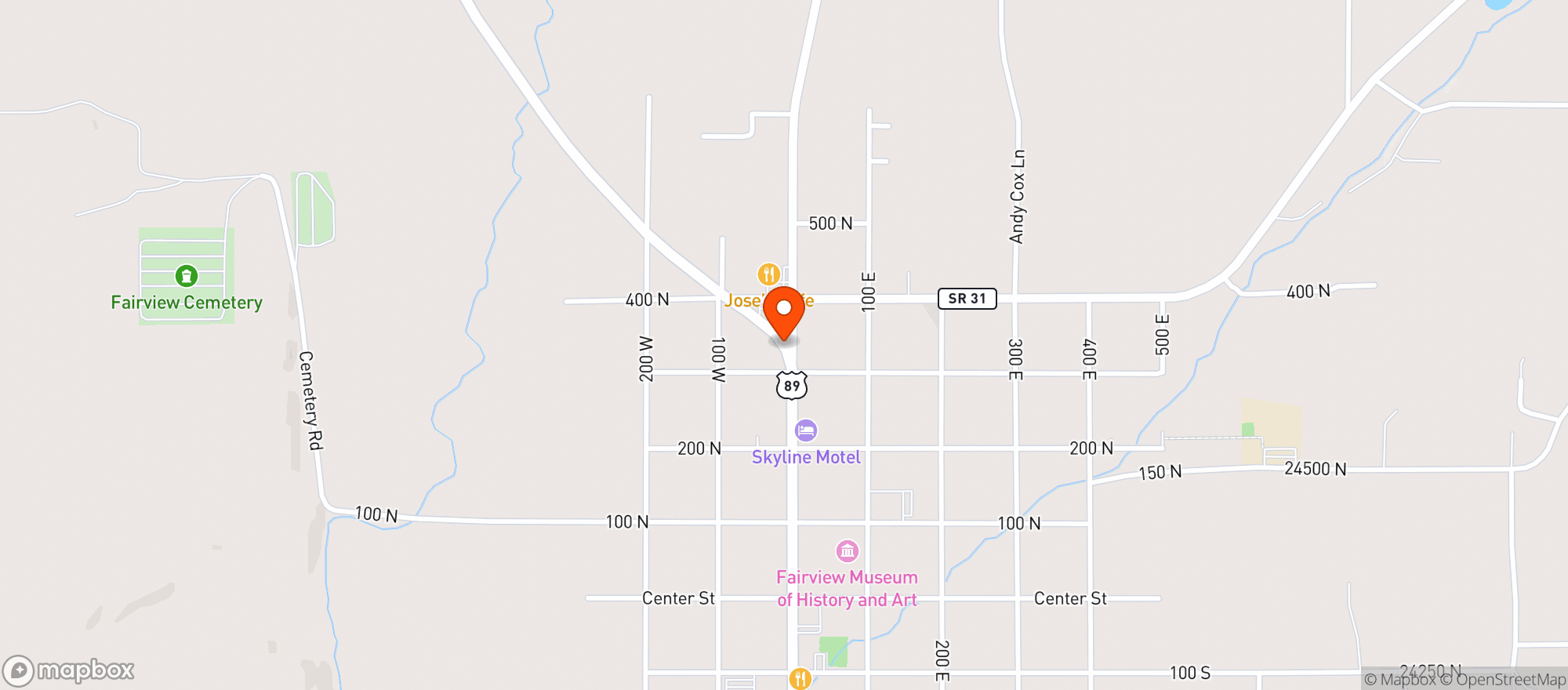 Map showing Millers Travel Centers