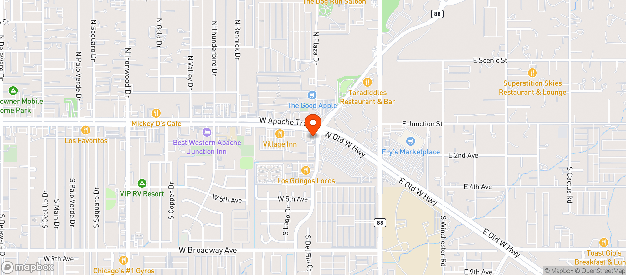 Map showing Lucky Bobs Liquors