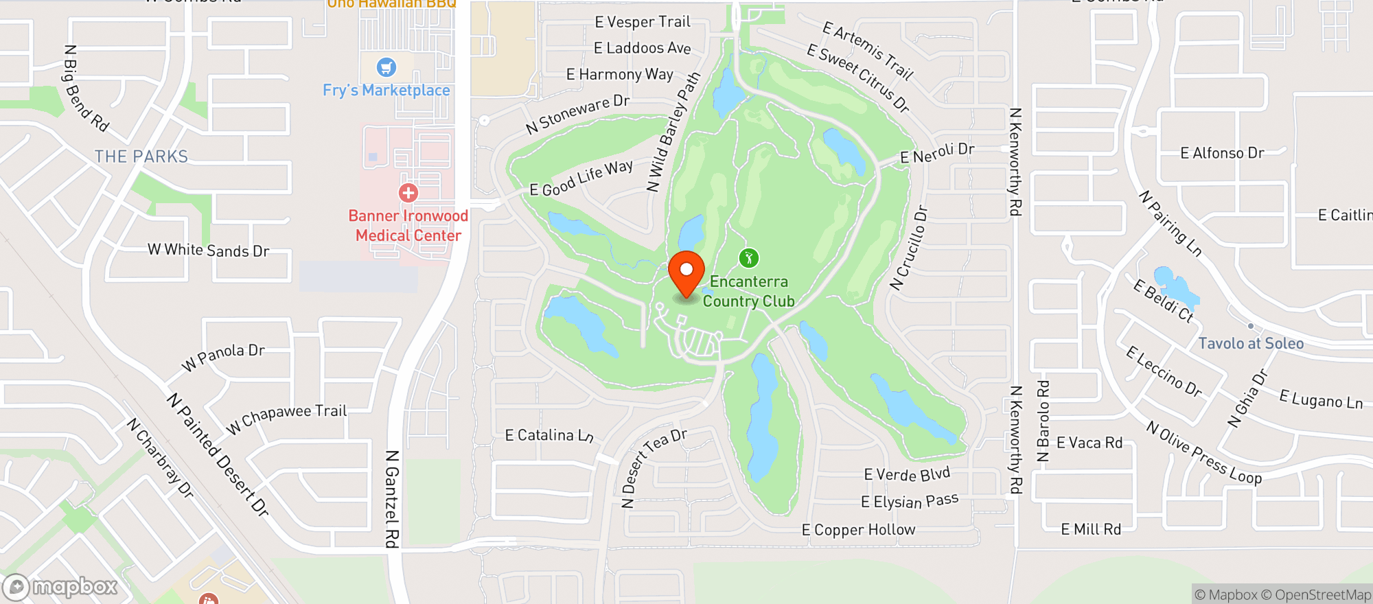 Map showing Encanterra Golf & Country Club