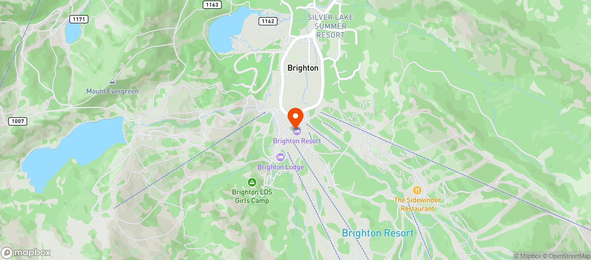 Map showing Brighton Ski Resort